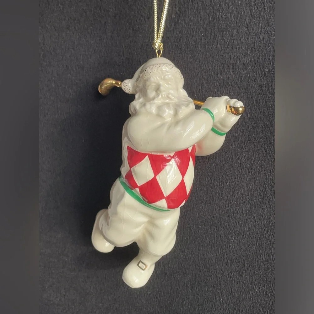 Lenox Porcelain Golfing Santa Christmas Ornament Swinging Club 1st in Series